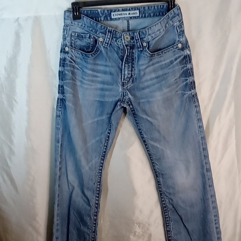 Express distressed blue jeans 32/32 Y2k